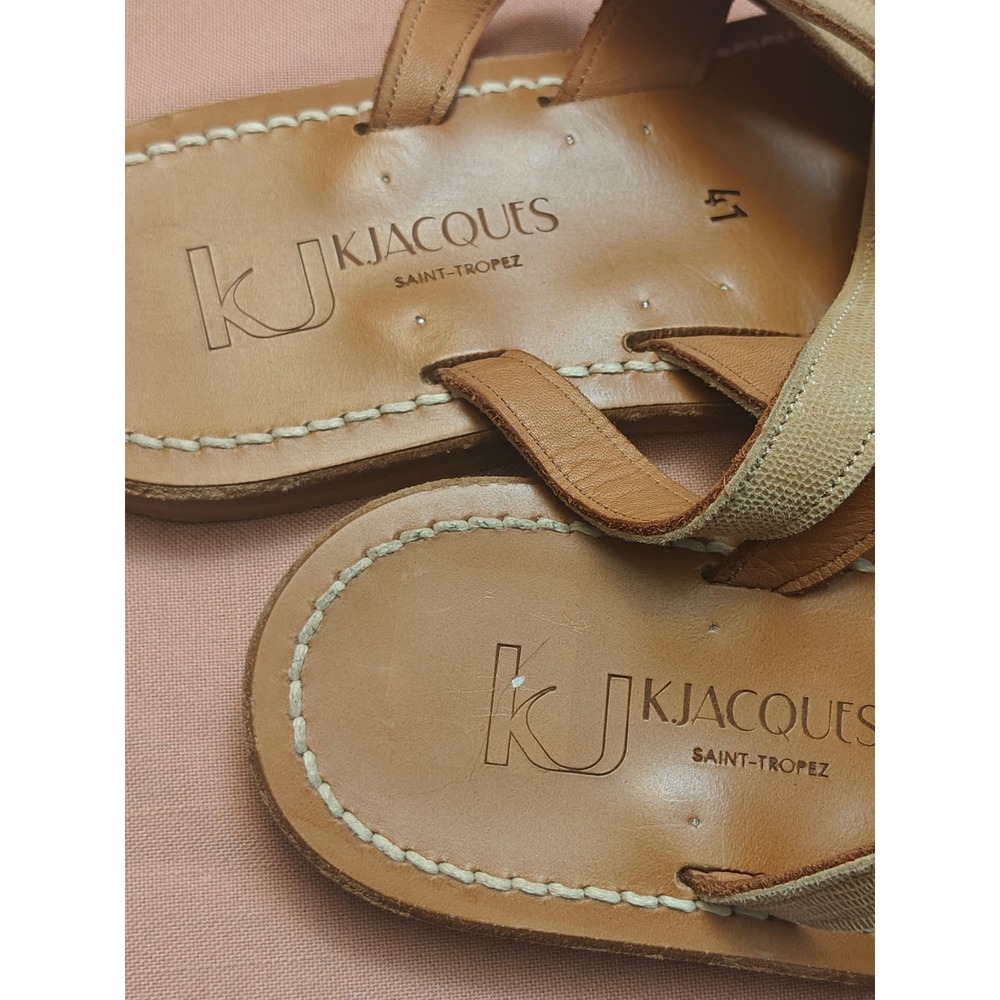K.Jacques Saint-Tropez Womens Beige Lizard Embossed Leather Strappy Sandals 41 - Picture 3 of 6